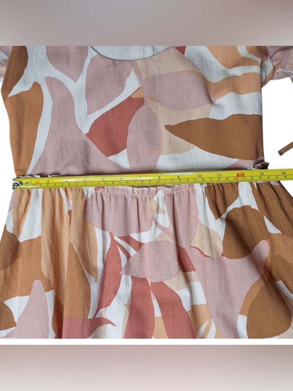 NWT! From Free People Girl & The Sun Pink & Tan Abstract Leaf Print Mini Dress - Picture 4 of 10